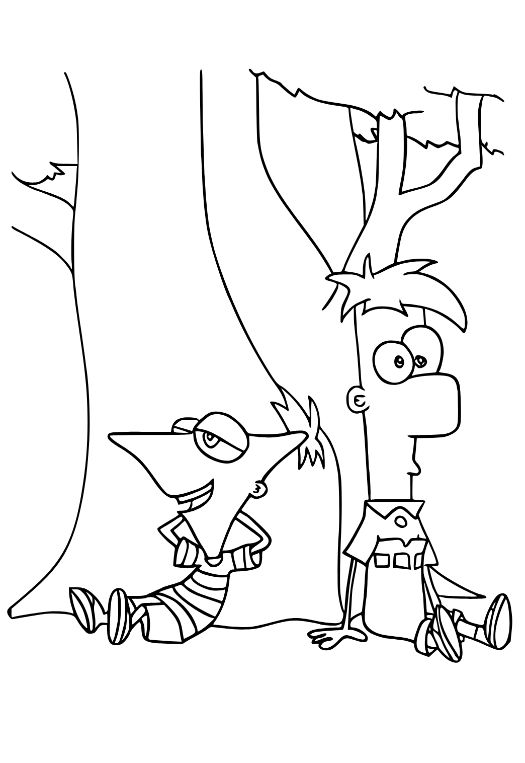 Free printable phineas and ferb rest coloring page for adults and kids