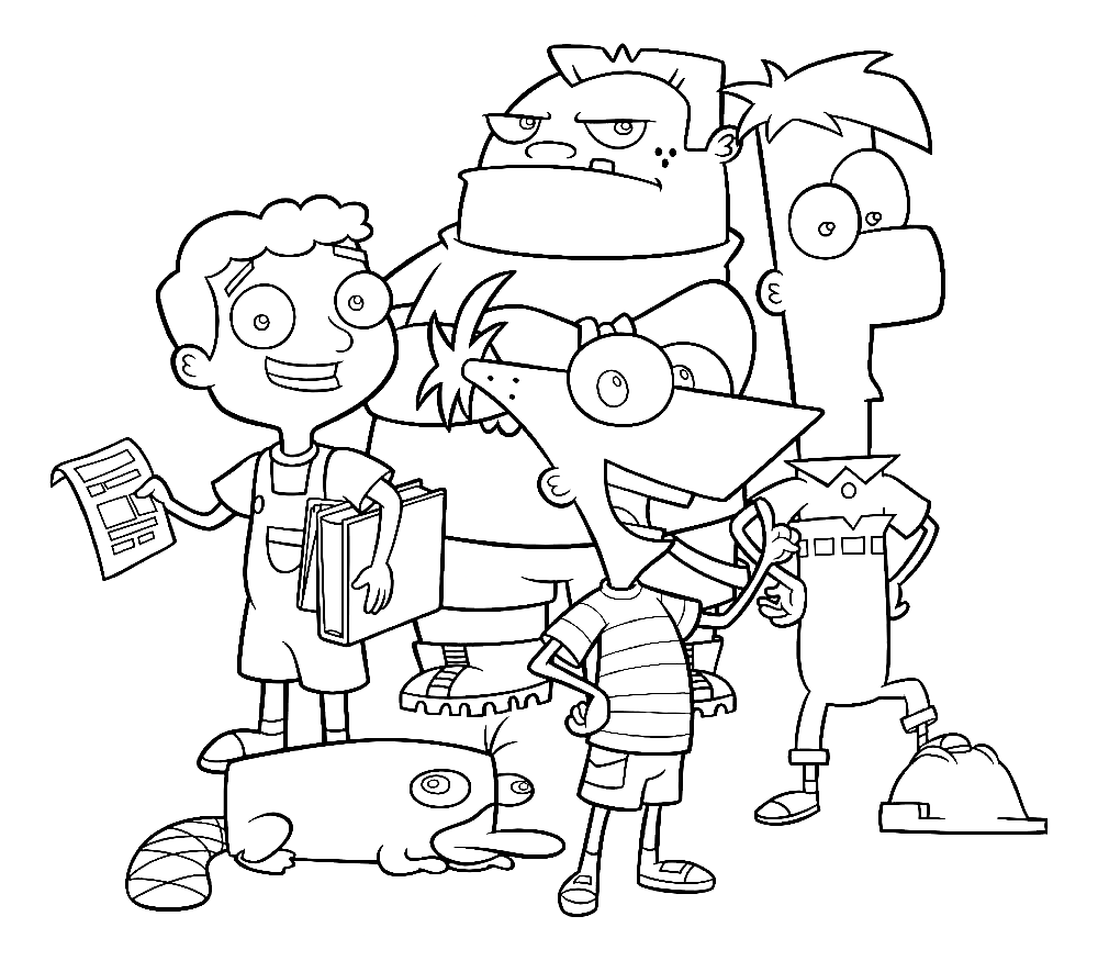 Phineas and ferb coloring pages printable for free download