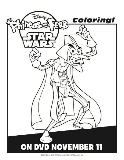 Phineas and ferb star wars coloring page