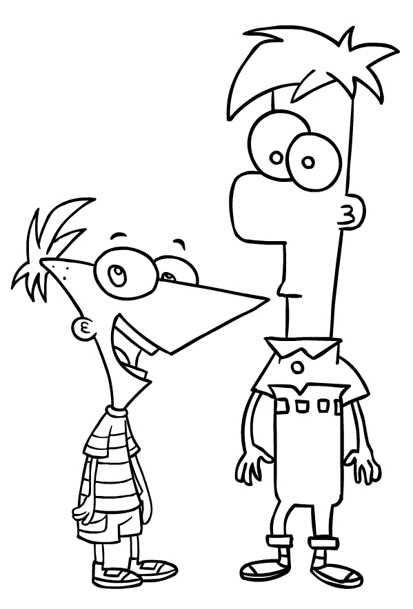 Drawing of phineas and ferb coloring page