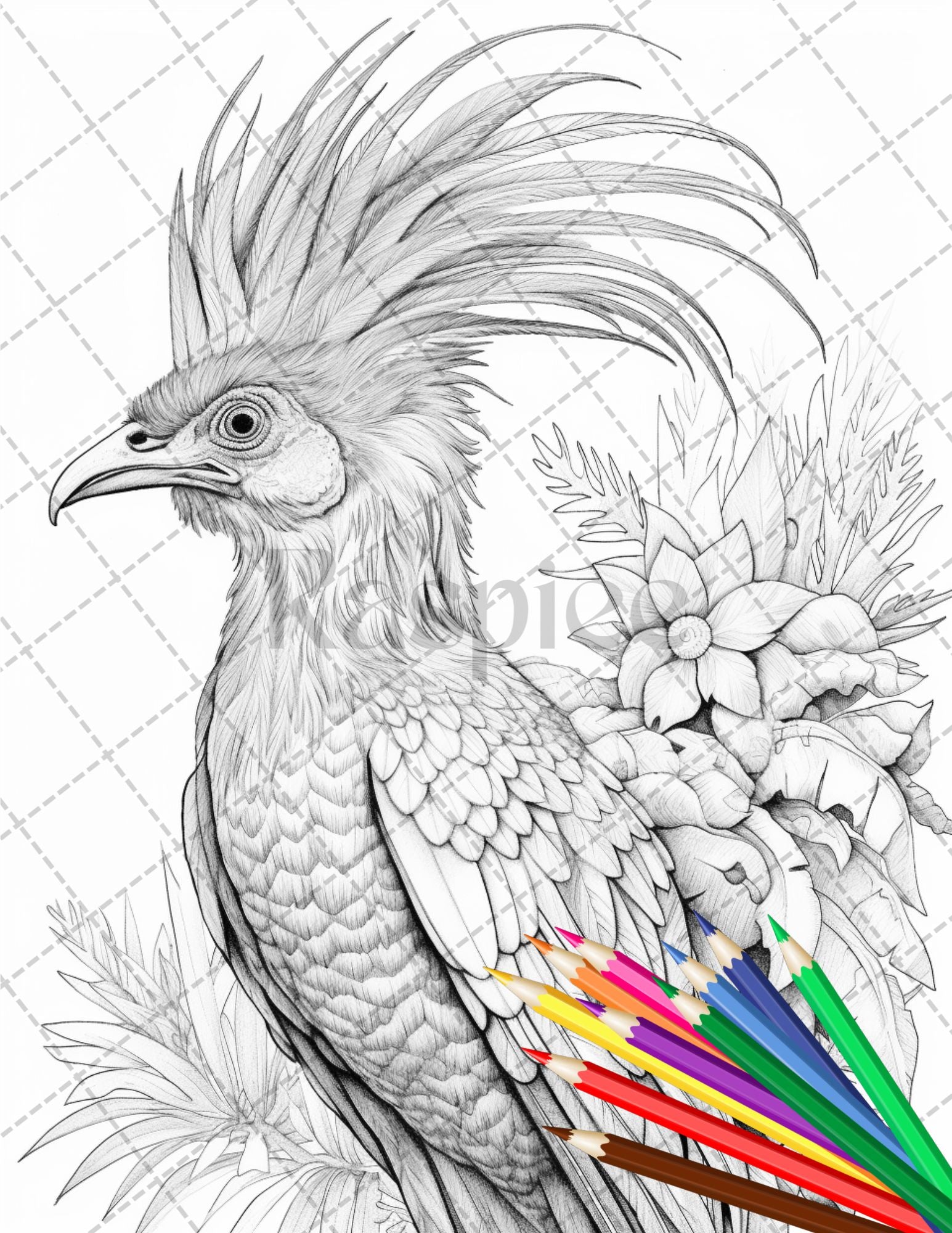 Tropical birds coloring book for adults grayscale coloring page p â coloring