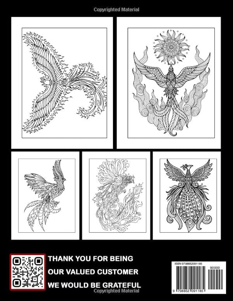 Magical phoenix coloring book legendary bird coloring pages with stunning illustrations for kids relaxation and stress relief gordon bryan books