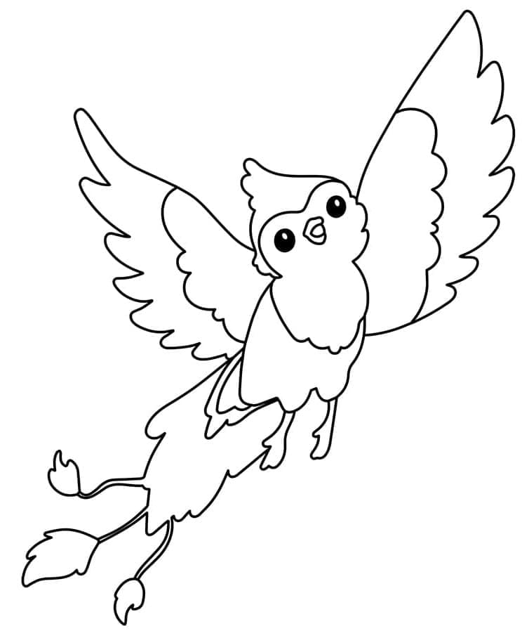 Cute phoenix coloring page