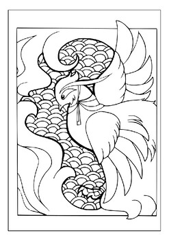 Mythical fire bird art printable phoenix coloring pages for relaxation