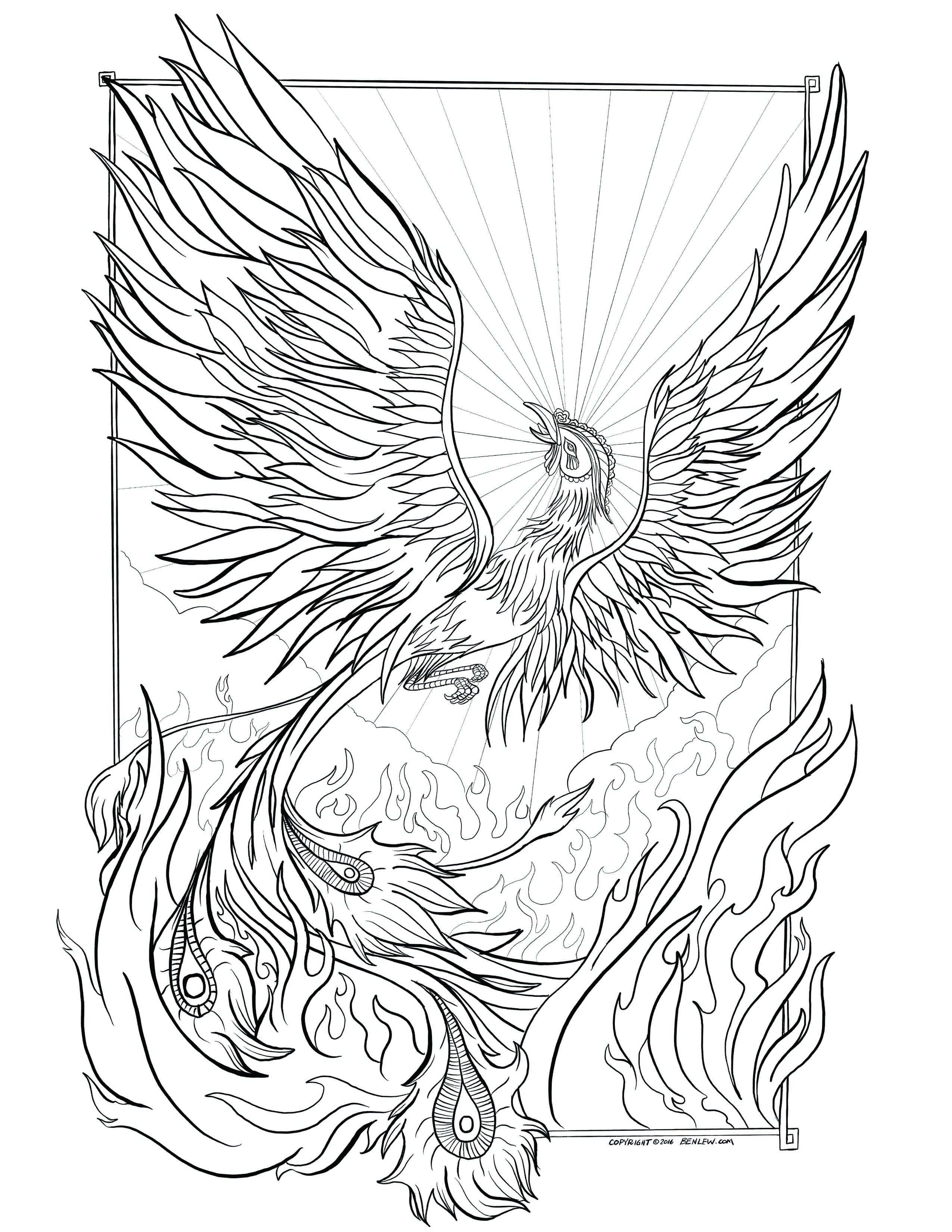 Wonderful picture of phoenix coloring page