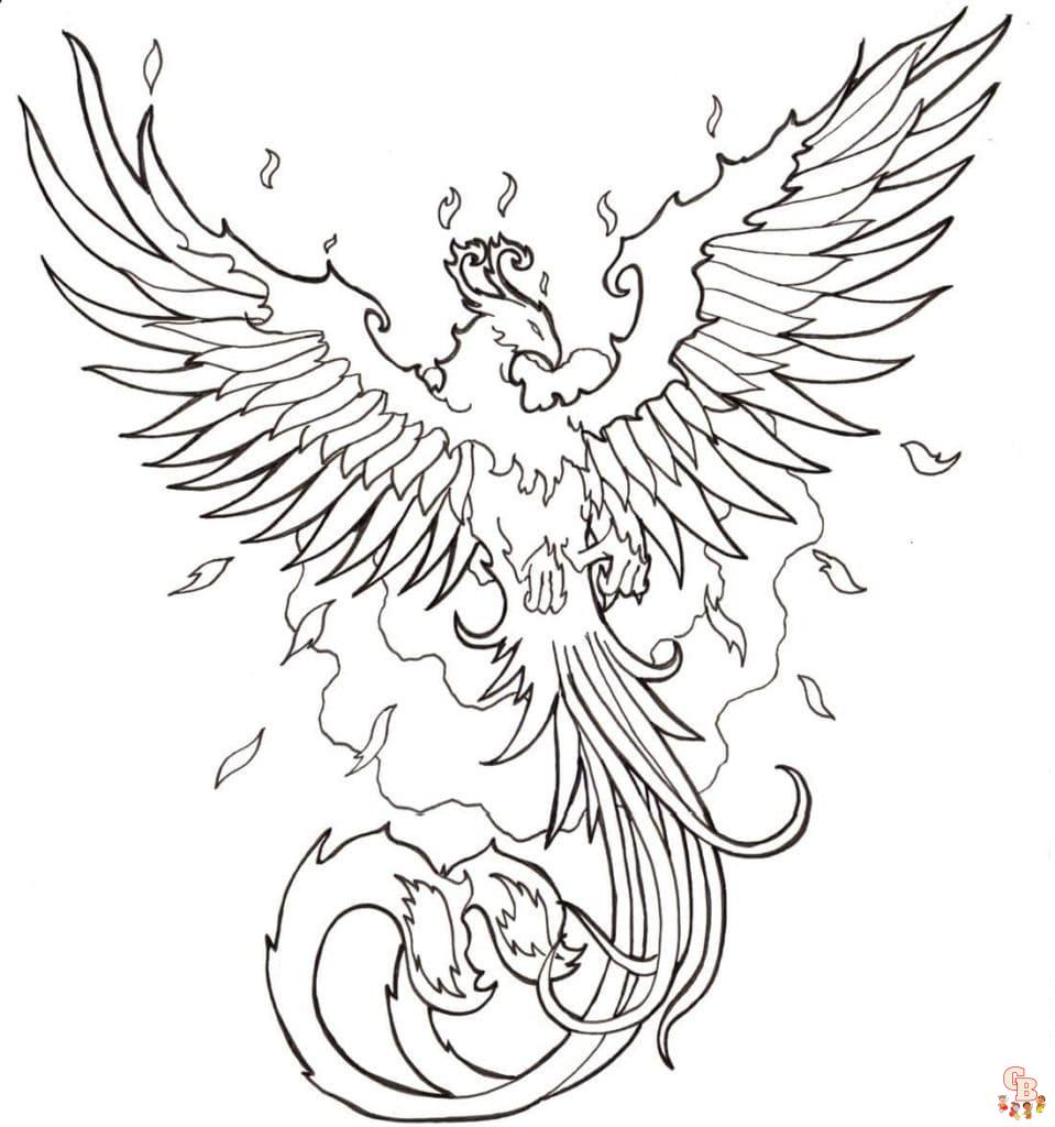 Phoenix coloring pages printable free and easy for kids