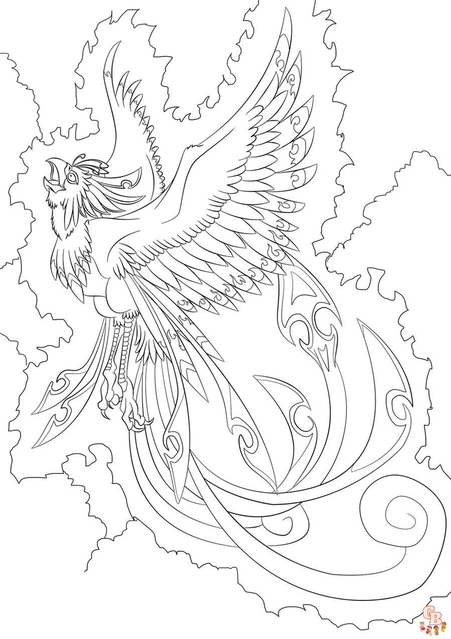 Phoenix coloring pages printable free and easy for kids