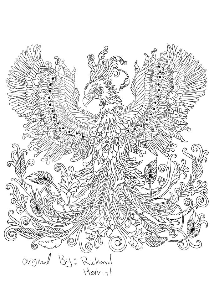 Pheonix coloring page lunarsbane