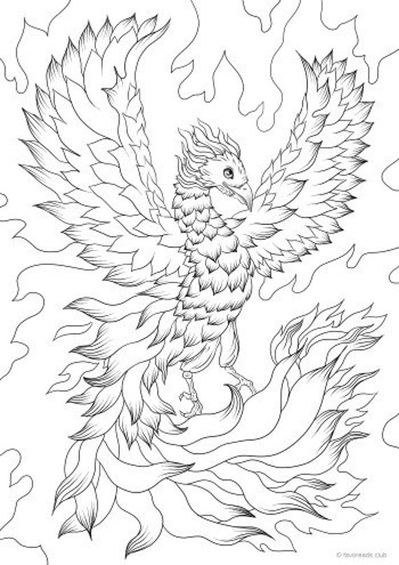 Phoenix printable adult coloring page from favoreads coloring book pages for adults and kids coloring sheets colouring designs