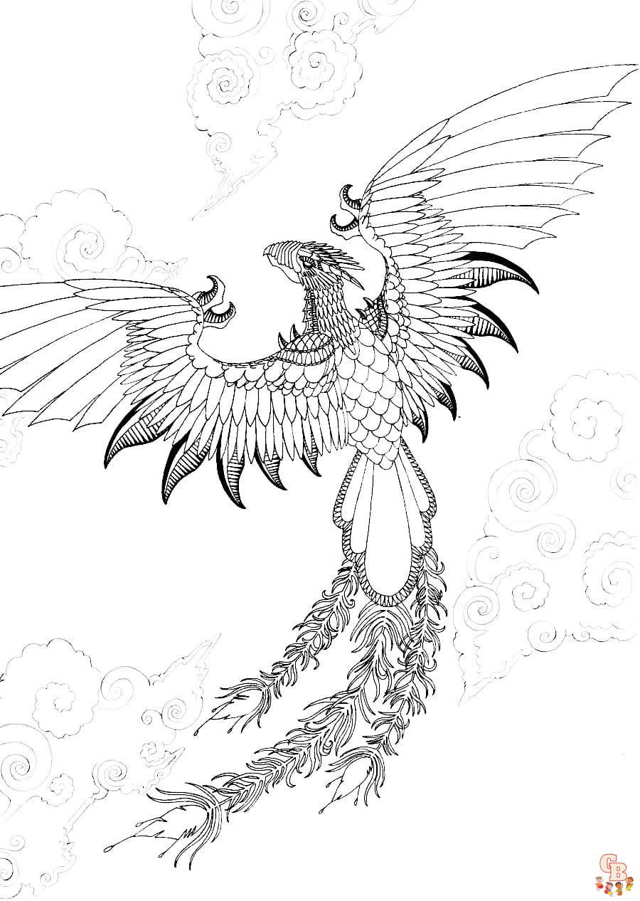 Phoenix coloring pages printable free and easy for kids