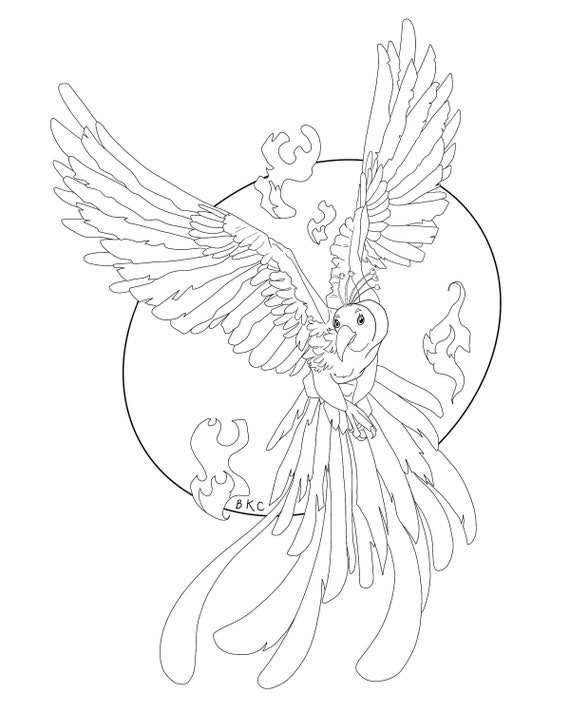 Magical phoenix coloring page coloring book pages for adults and kids coloring sheets coloring designs download now