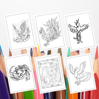 Mythical creature delight phoenix coloring pages for artistic expression