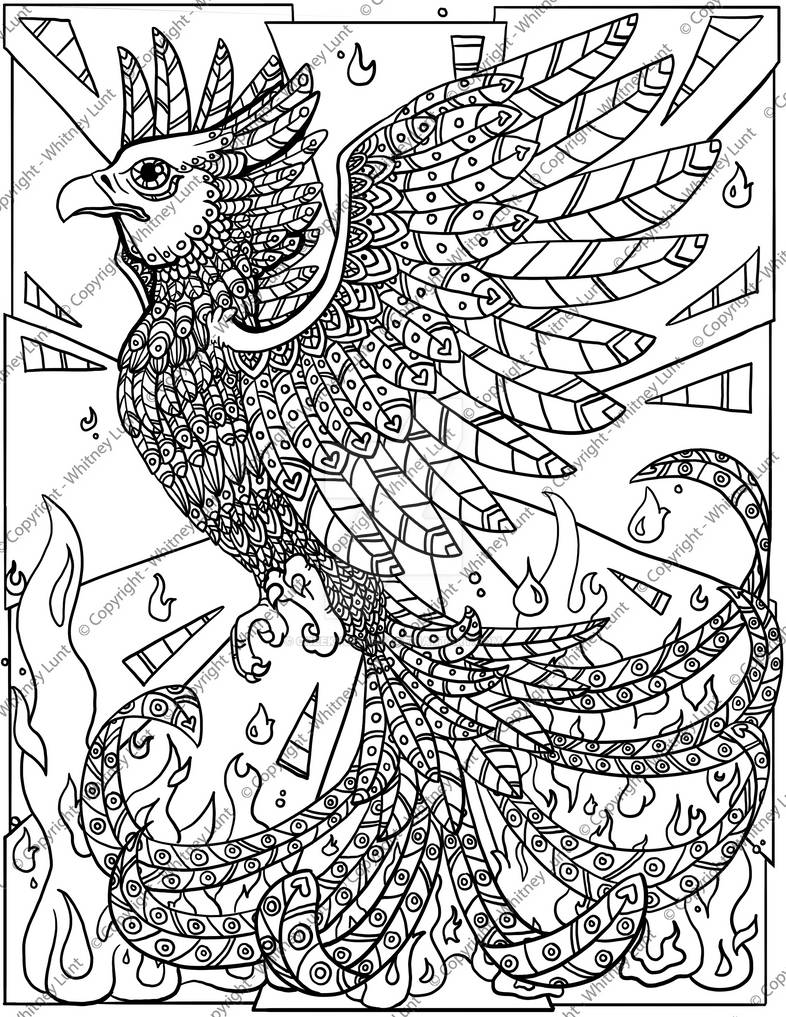 Phoenix coloring page by cheekydesignz on