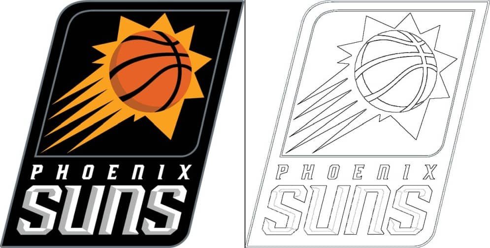 Phoenix suns logo with a sample coloring page