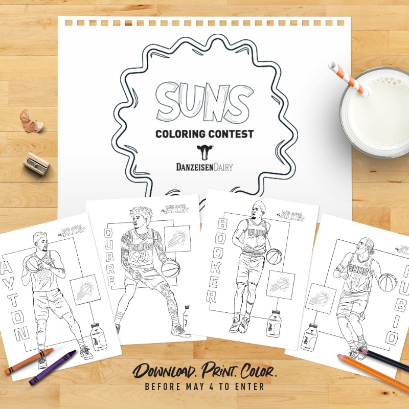 Phoenix suns on x get your crayons out weve got activities for the whole family this weekend ðï enter the danzeisendairy coloring contest for a chance to win an autographed devin booker