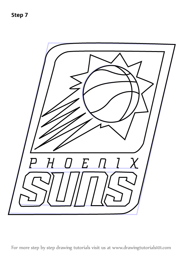 How to draw phoenix suns logo nba step by step