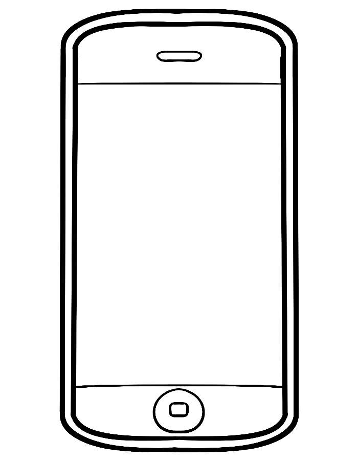 Coloring page with a drawing of a smartphone coloring pages templates printable free template printable