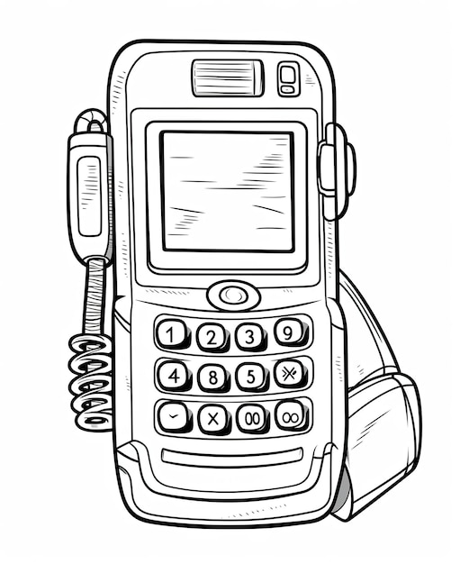 Premium ai image coloring page for kids old smart cell phone