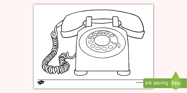 Telephone colouring page teacher