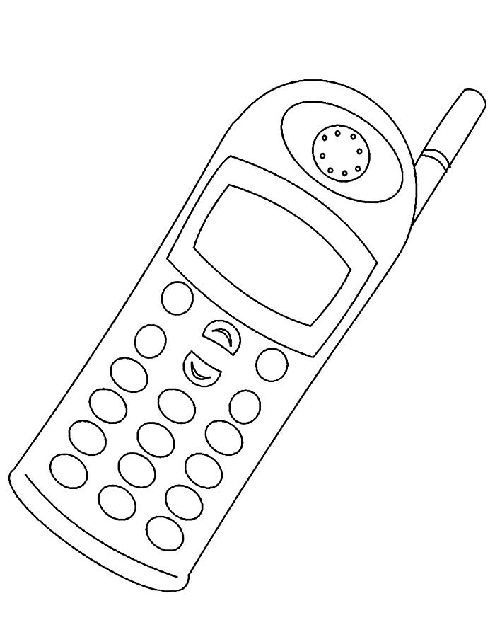 Portable old telephone coloring page