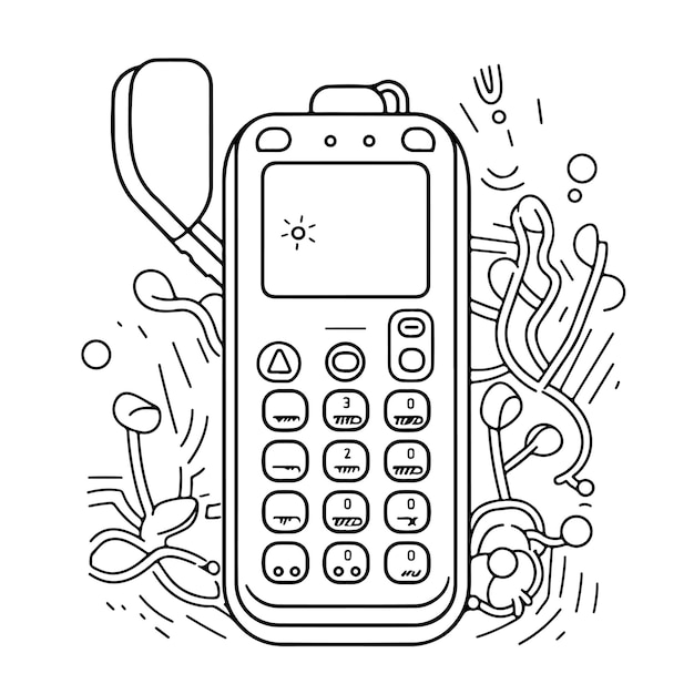 Premium vector sketch hand drawn single line art coloring page phone day