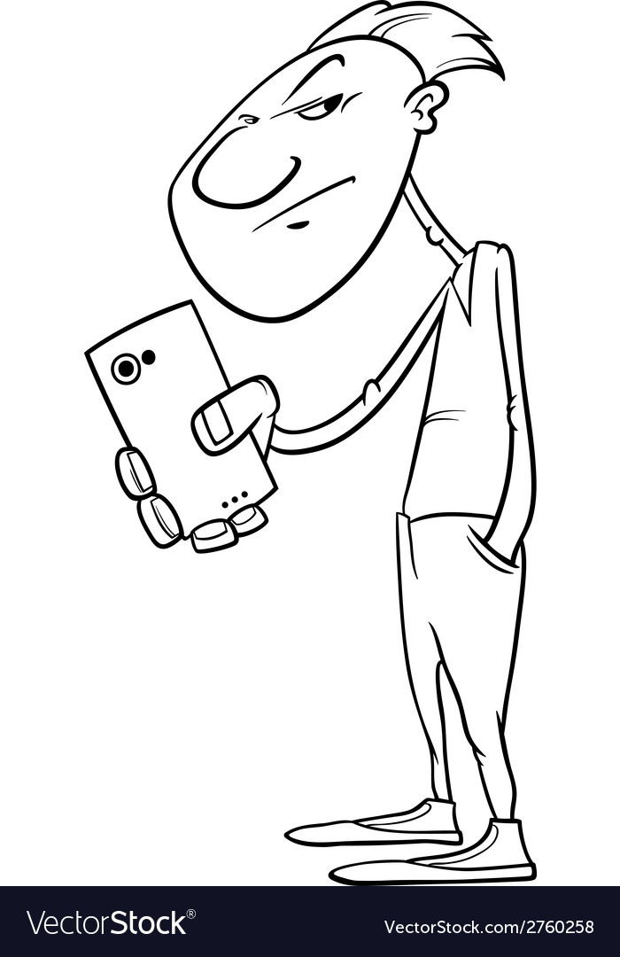 Shooting with smartphone coloring page royalty free vector