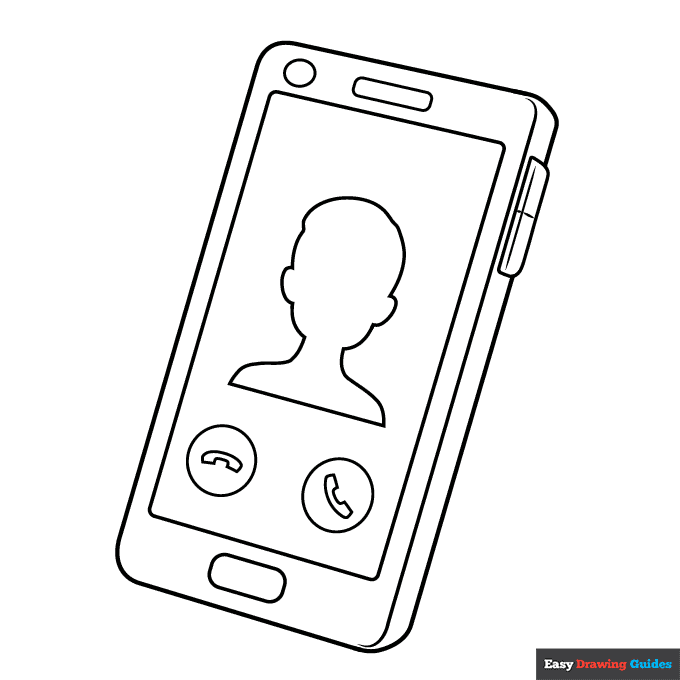 Phone coloring page easy drawing guides