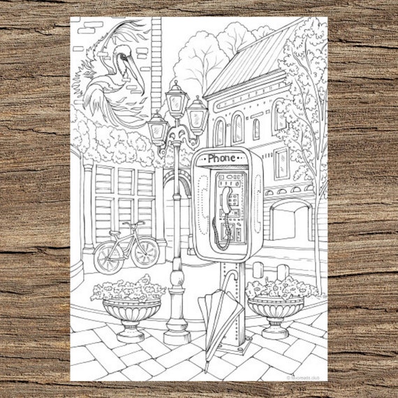 Phone booth printable adult coloring page from favoreads coloring book pages for adults and kids coloring sheets colouring designs