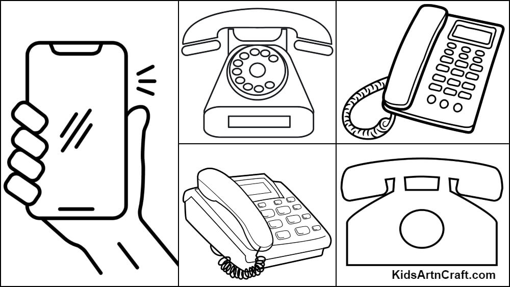 Telephone mobile coloring pages for kids â free printables