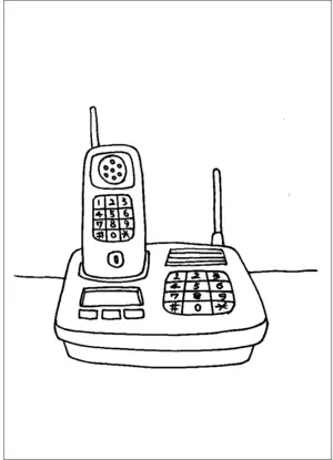 Cordless telephone and stand coloring page