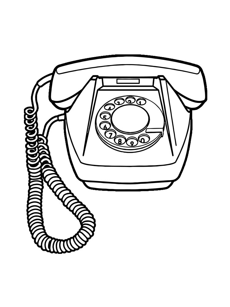 Dial telephone with a long wire coloring page