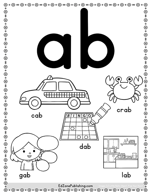 Ab word family worksheets