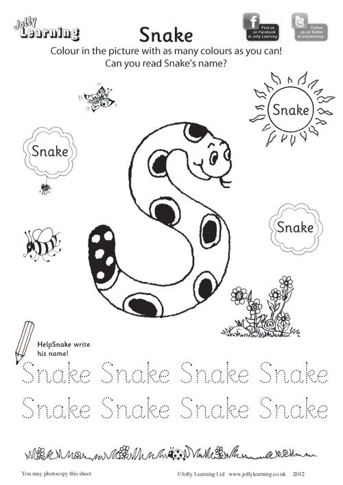 Free snake coloring page phonics worksheets phonics jolly phonics activities