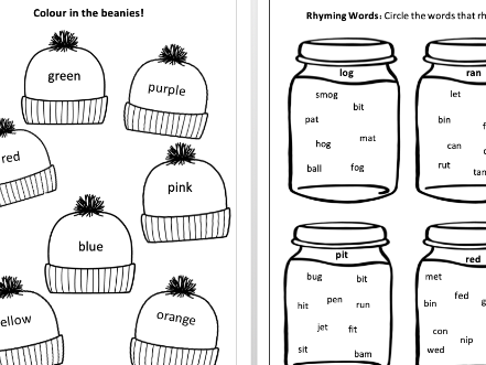 Kids phonics and colouring activity teaching resources