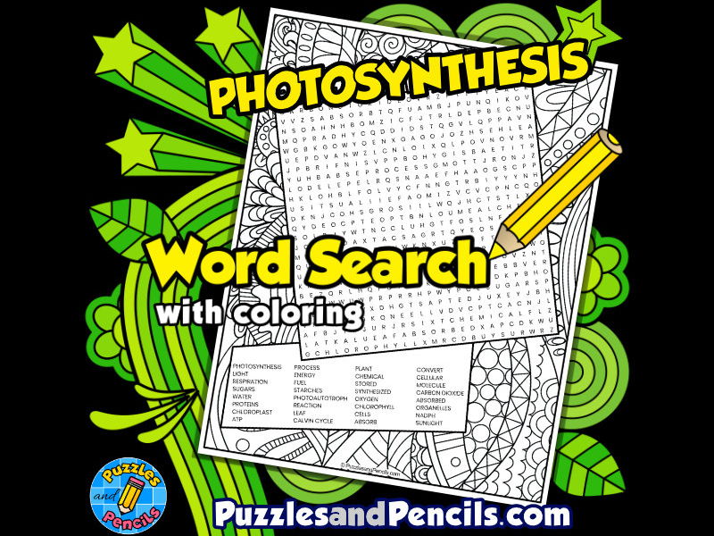 Photosynthesis word search puzzle with colouring plant biology wordsearch teaching resources