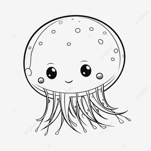 Cartoon jellyfish coloring page with big eyes outline sketch drawing vector fish drawing car drawing cartoon drawing png and vector with transparent background for free download