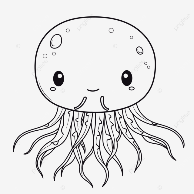 Coloring pages cute jellyfish cute squid cute jellyfish outline sketch drawing vector fish drawing wing drawing squid drawing png and vector with transparent background for free download