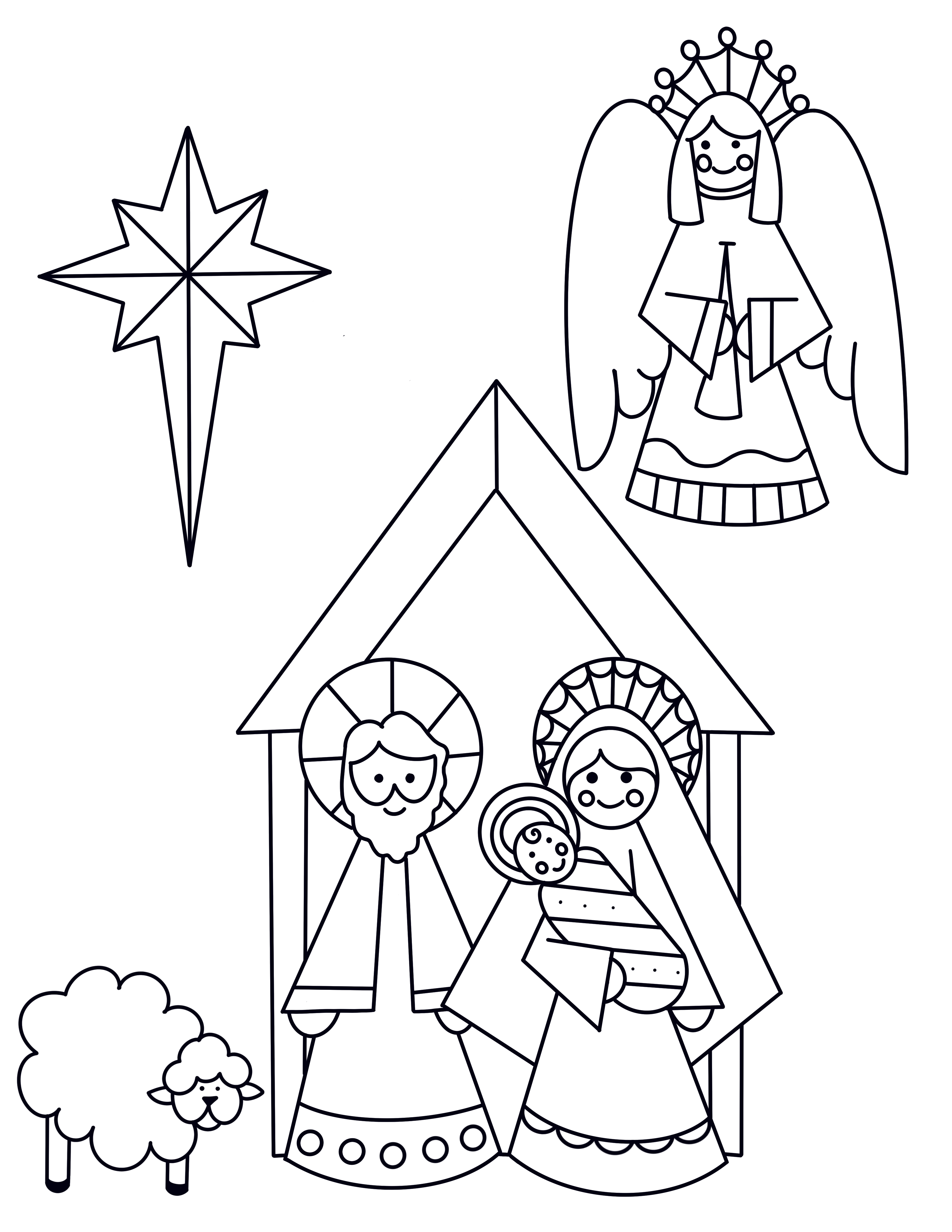 Printable nativity coloring page