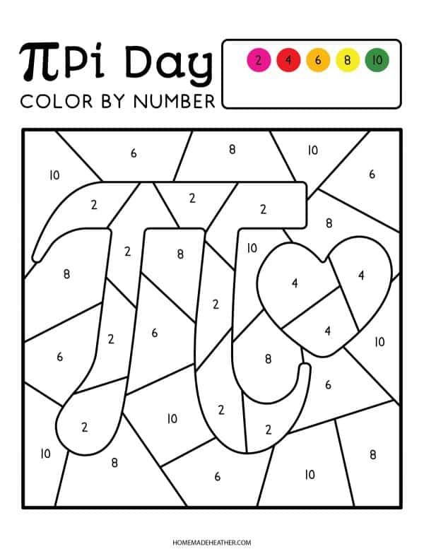 Pi day color by number printables printable numbers business for kids fun worksheets