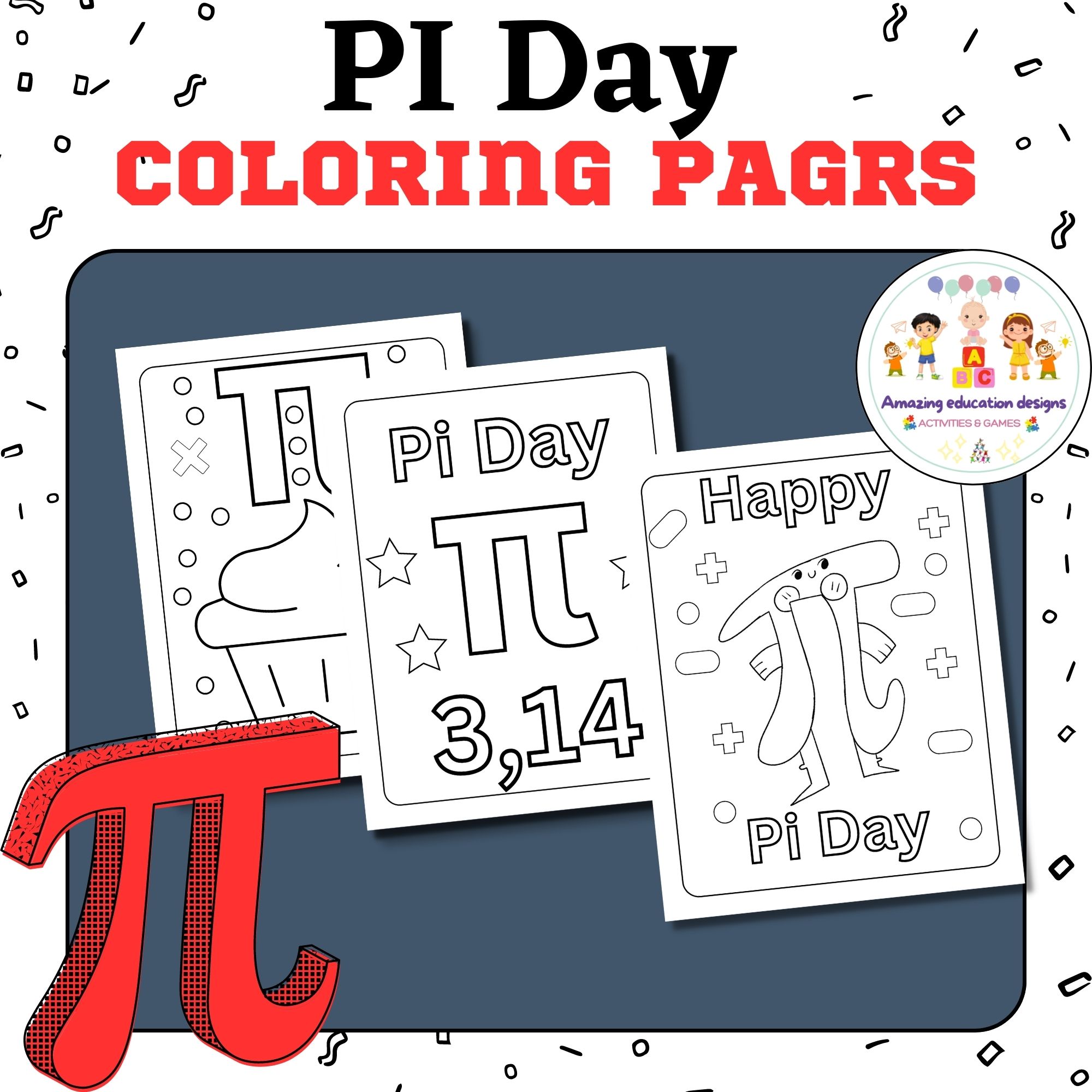 Pi day coloring pages made by teachers