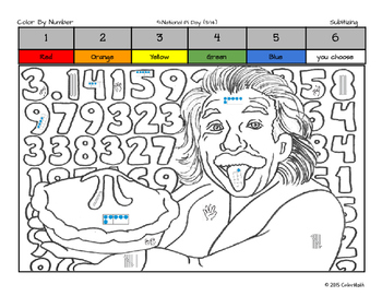 Pi day coloring page by math skill by colormath tpt