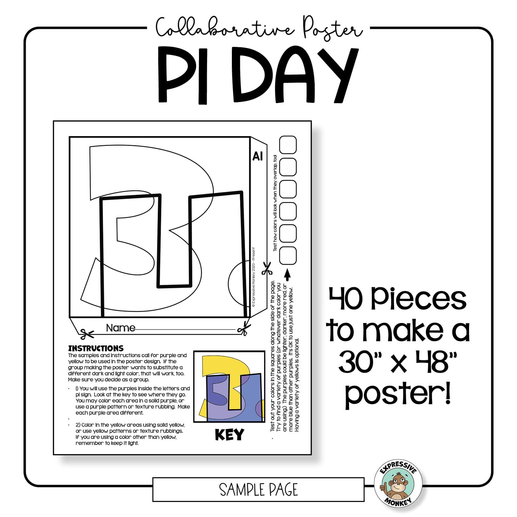 Pi day collaborative poster â expressive monkey