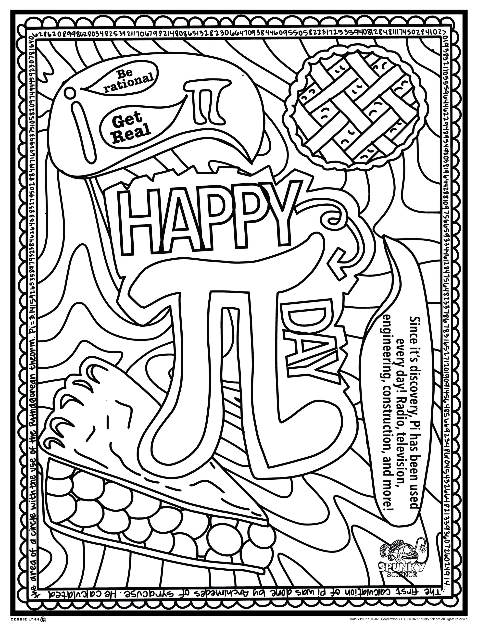Happy pi day spunky science personalized giant coloring poster x â debbie lynn