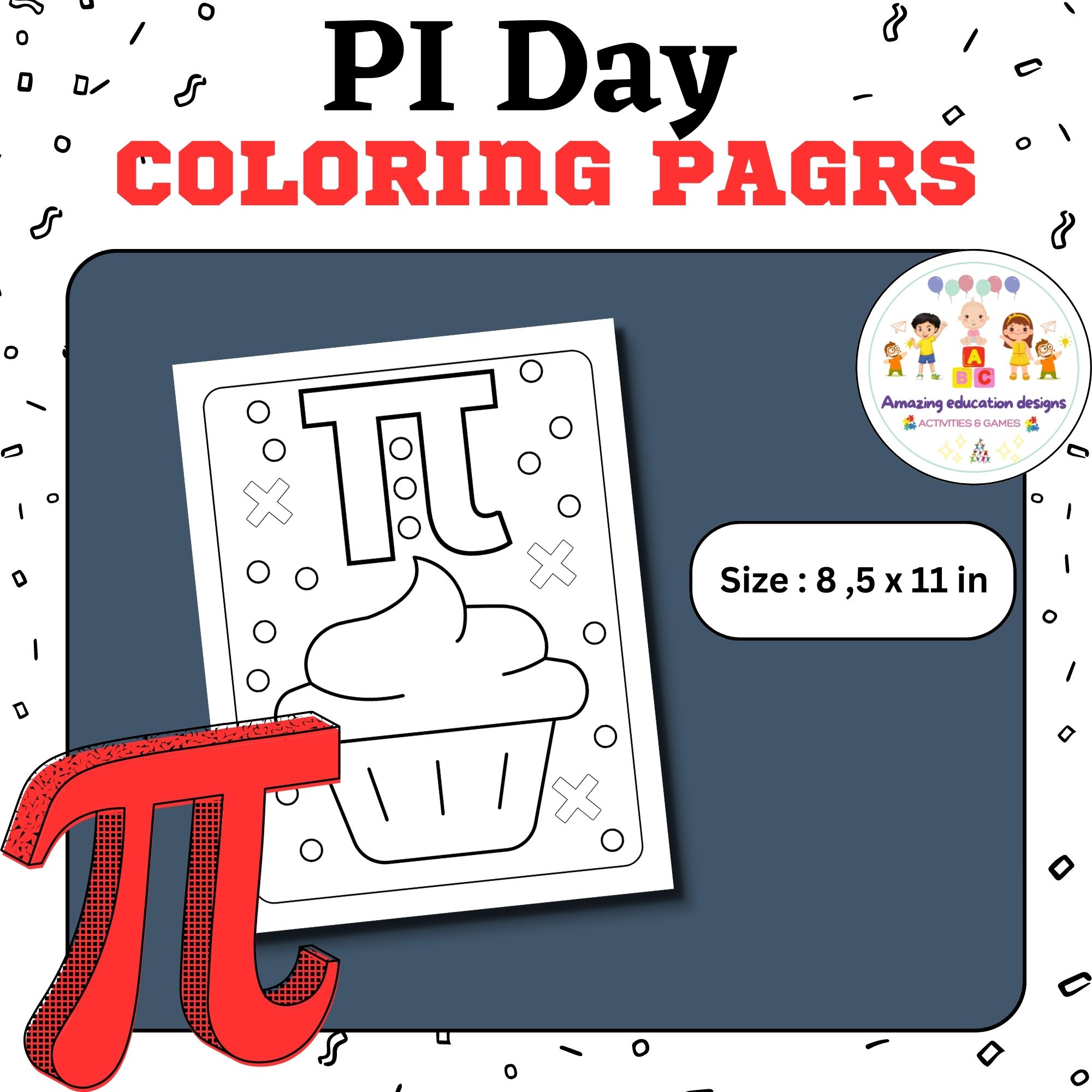 Pi day coloring pages made by teachers