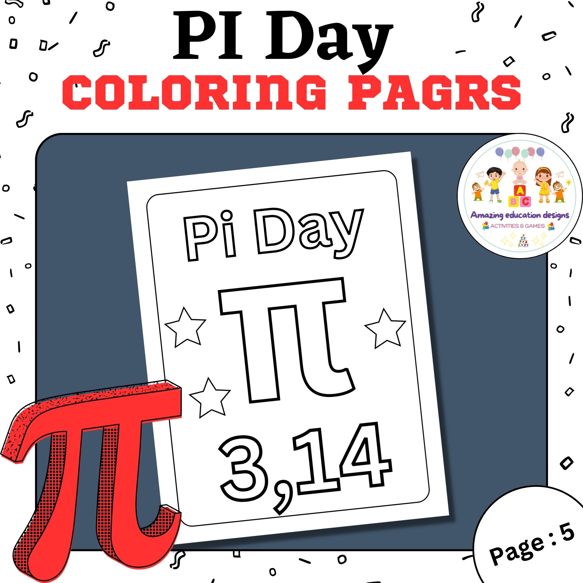 Pi day coloring pages made by teachers