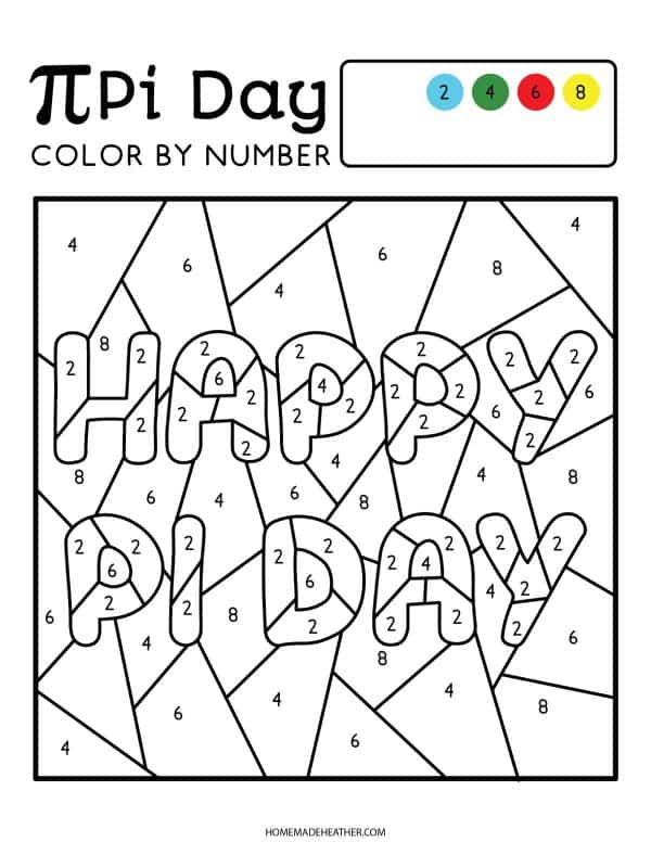 Pi day color by number printables homemade heather
