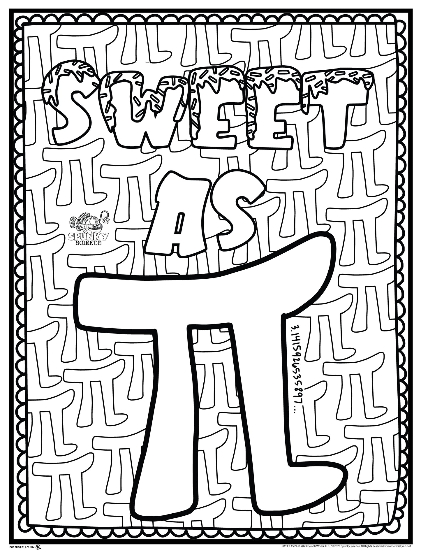 Sweet as pi spunky science personalized giant coloring poster x â debbie lynn