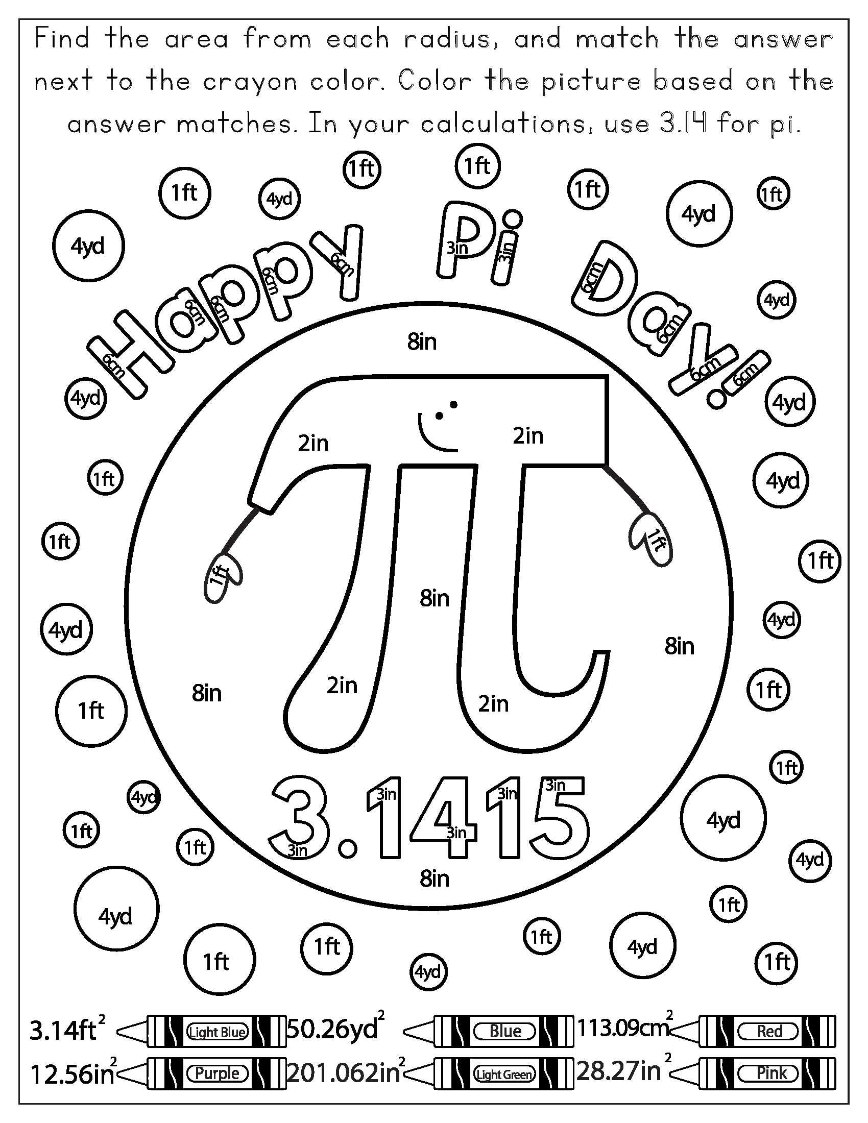 Pi coloring pages