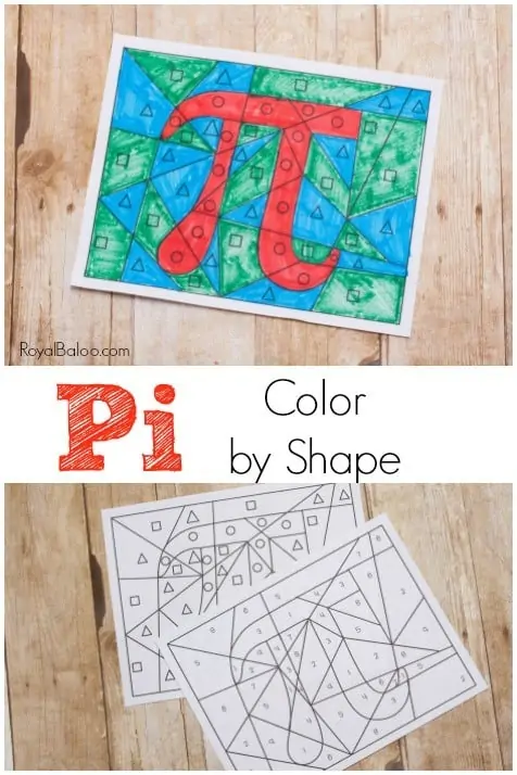 Free pi day color by shape printable