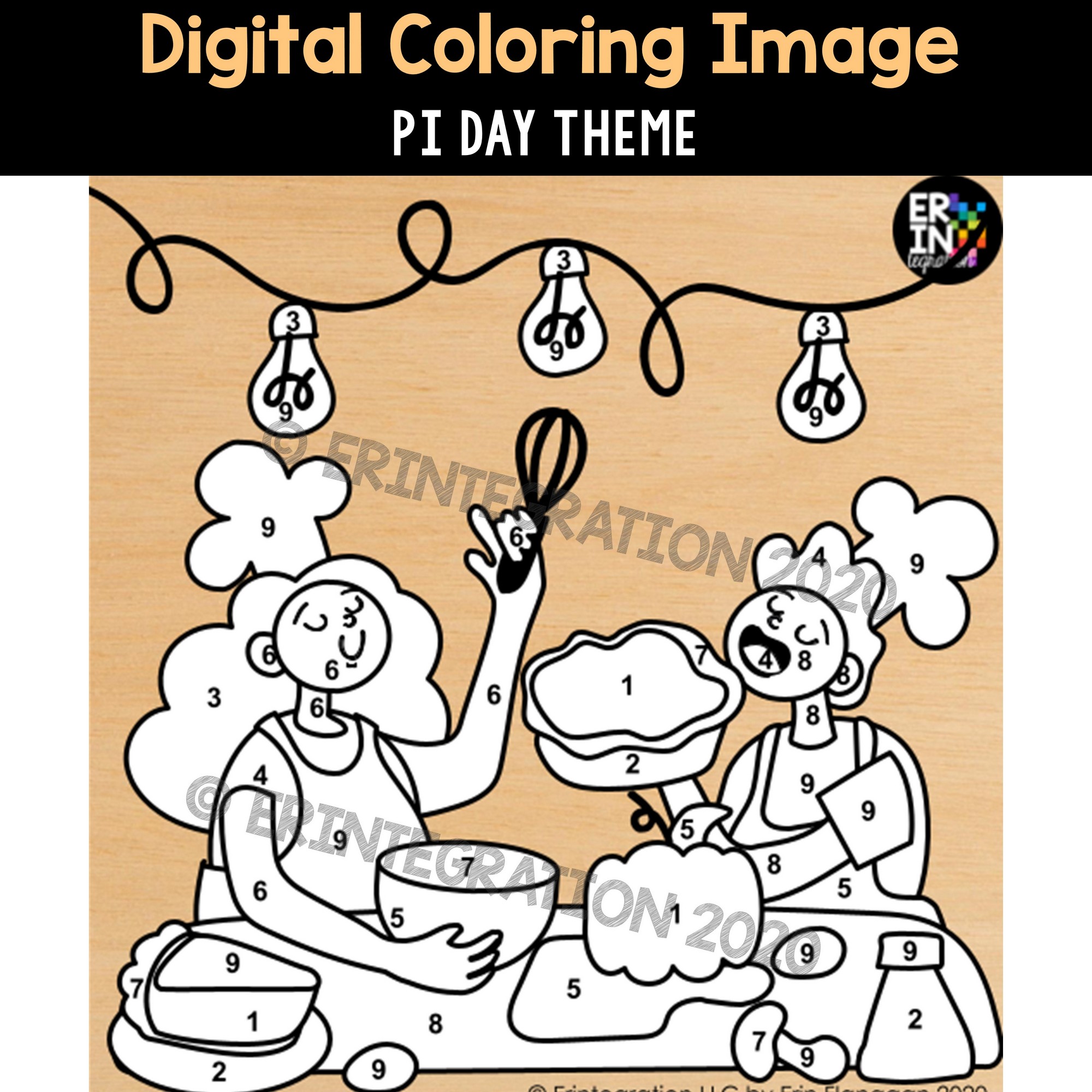 Pi day digital color by number on google slides editable